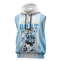 Custom Argentina Football GOAT 10 Sleeveless Hoodie Worldwide Legend