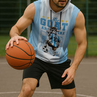 Custom Argentina Football GOAT 10 Sleeveless Hoodie Worldwide Legend