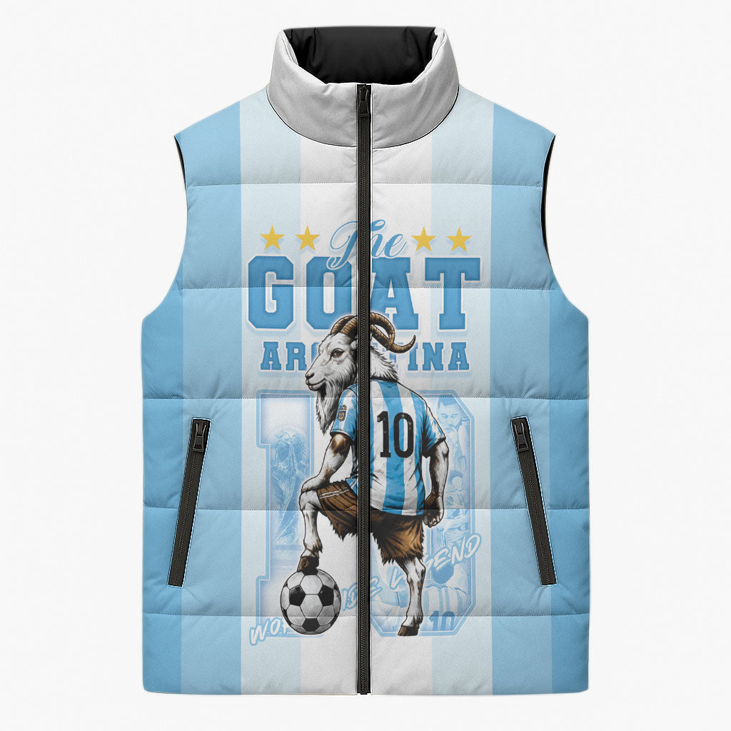 Custom Argentina Football GOAT 10 Sleeveless Puffer Jacket Worldwide Legend
