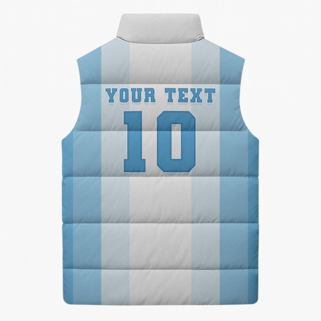 Custom Argentina Football GOAT 10 Sleeveless Puffer Jacket Worldwide Legend