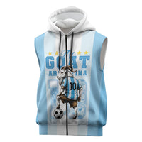 Custom Argentina Football GOAT 10 Sleeveless Zip Hoodie Worldwide Legend