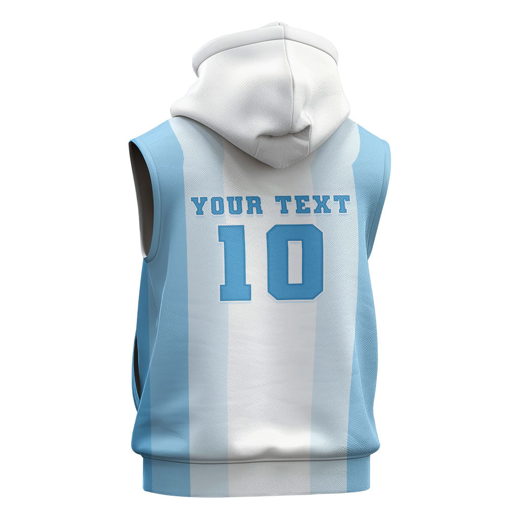 Custom Argentina Football GOAT 10 Sleeveless Zip Hoodie Worldwide Legend