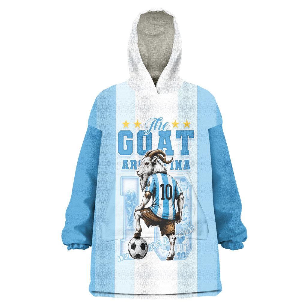 Custom Argentina Football GOAT 10 Wearable Blanket Hoodie Worldwide Legend