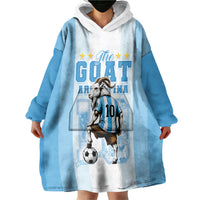 Custom Argentina Football GOAT 10 Wearable Blanket Hoodie Worldwide Legend