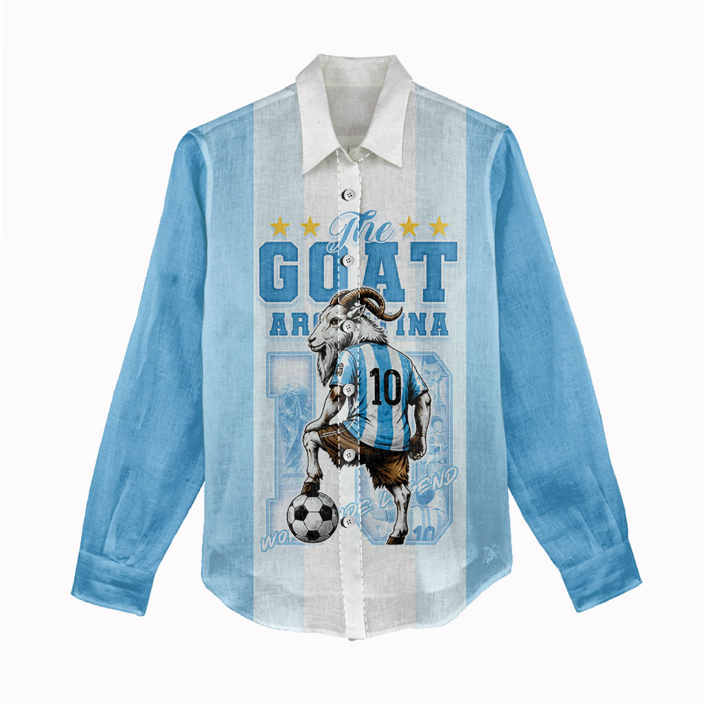 Custom Argentina Football GOAT 10 Women Casual Shirt Worldwide Legend