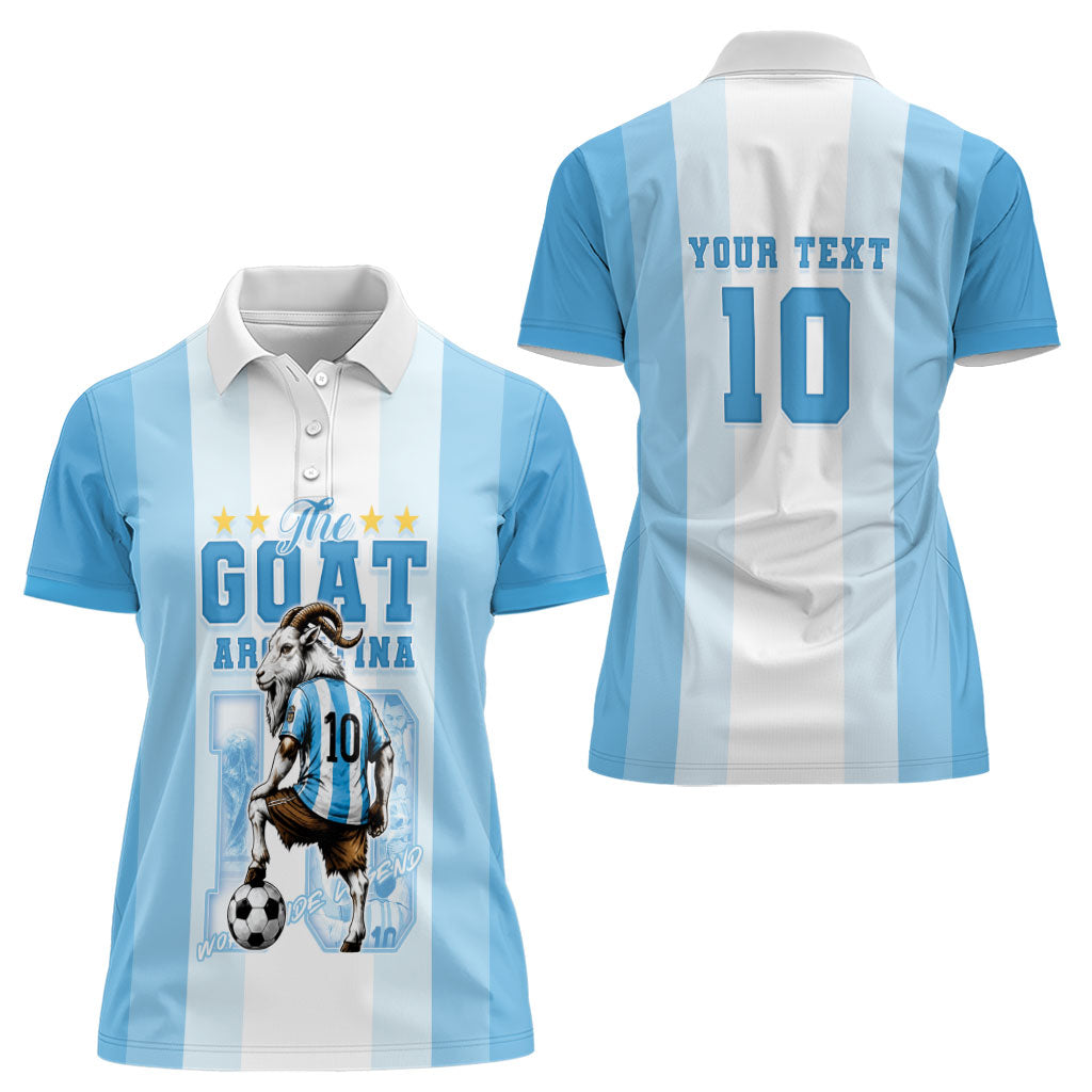 Custom Argentina Football GOAT 10 Women Polo Shirt Worldwide Legend