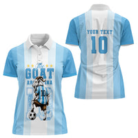 Custom Argentina Football GOAT 10 Women Polo Shirt Worldwide Legend