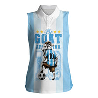 Custom Argentina Football GOAT 10 Women Sleeveless Polo Shirt Worldwide Legend