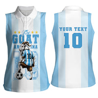 Custom Argentina Football GOAT 10 Women Sleeveless Polo Shirt Worldwide Legend