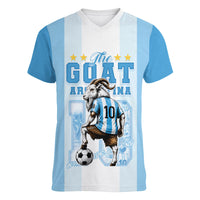 Custom Argentina Football GOAT 10 Women V-Neck T-Shirt Worldwide Legend