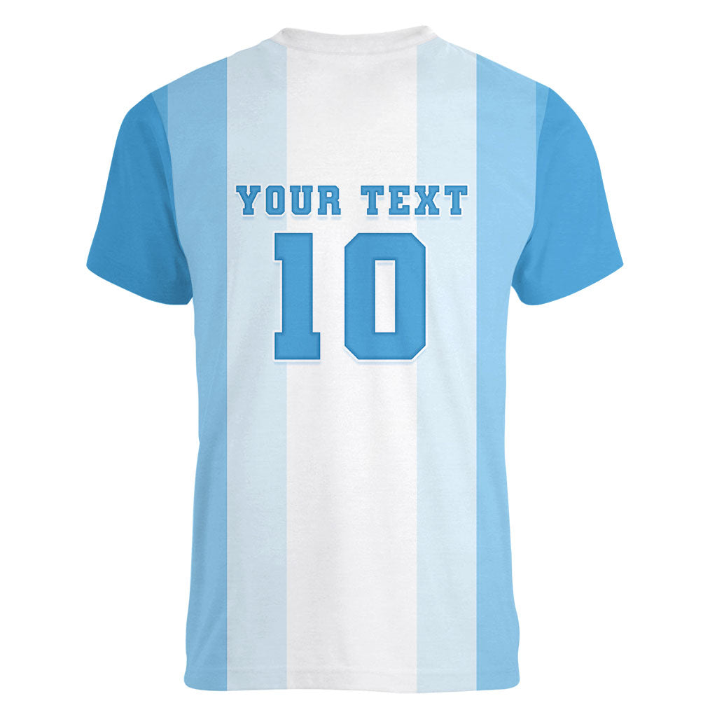 Custom Argentina Football GOAT 10 Women V-Neck T-Shirt Worldwide Legend