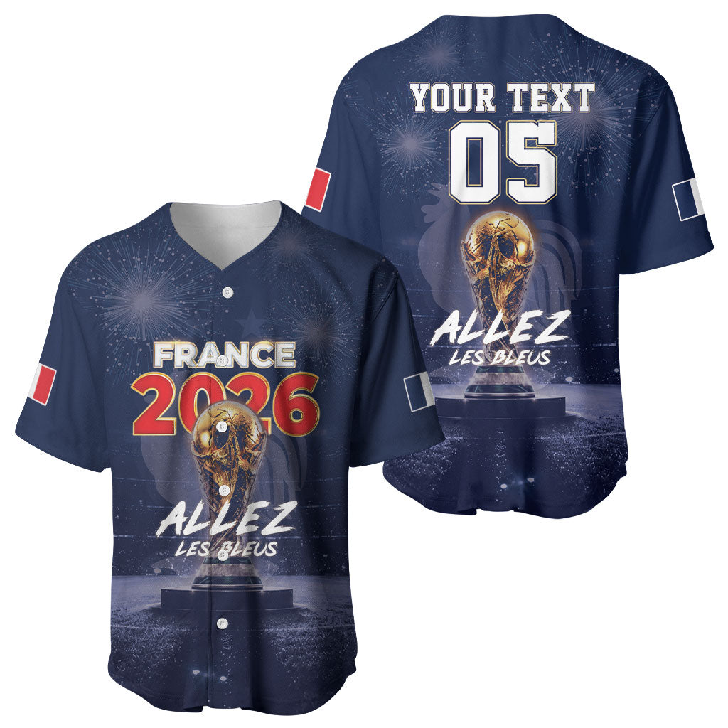 Custom World Football 2026 France Baseball Jersey Allez Les Bleus