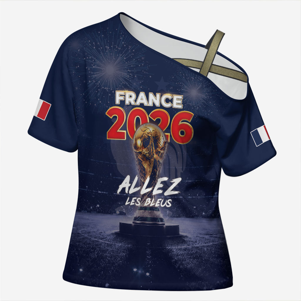 Custom World Football 2026 France Cross Shoulder Shirt Allez Les Bleus
