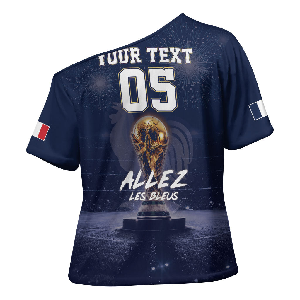 Custom World Football 2026 France Cross Shoulder Shirt Allez Les Bleus