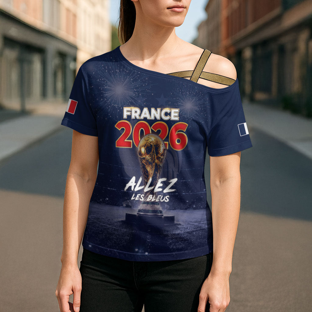 Custom World Football 2026 France Cross Shoulder Shirt Allez Les Bleus