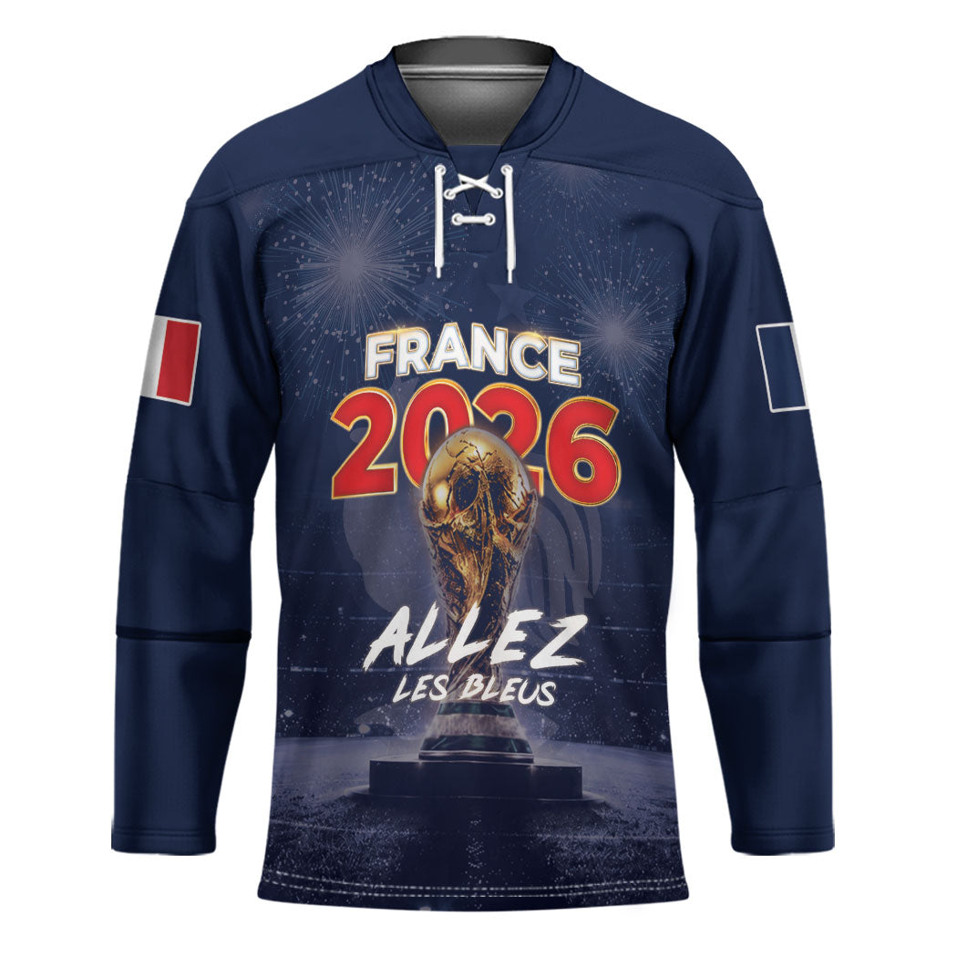 Custom World Football 2026 France Hockey Jersey Allez Les Bleus