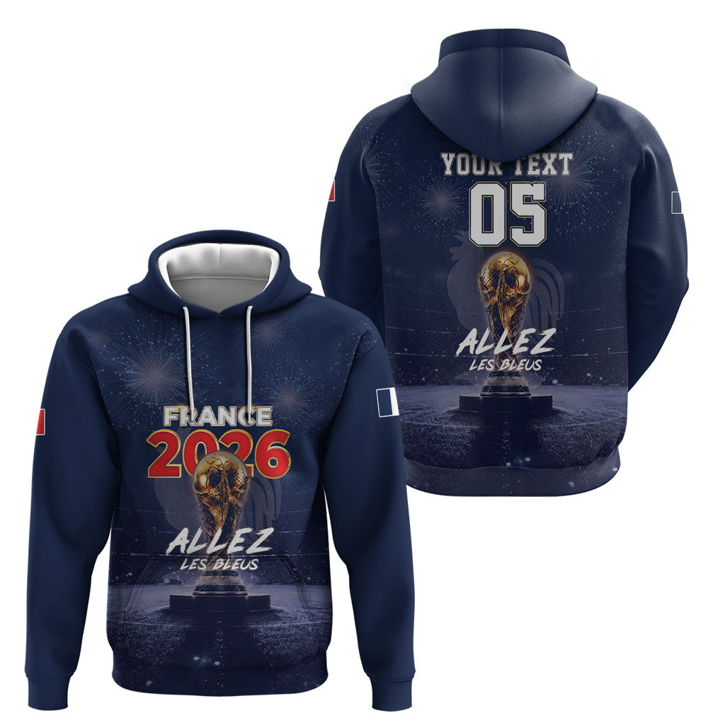Custom World Football 2026 France Hoodie Allez Les Bleus