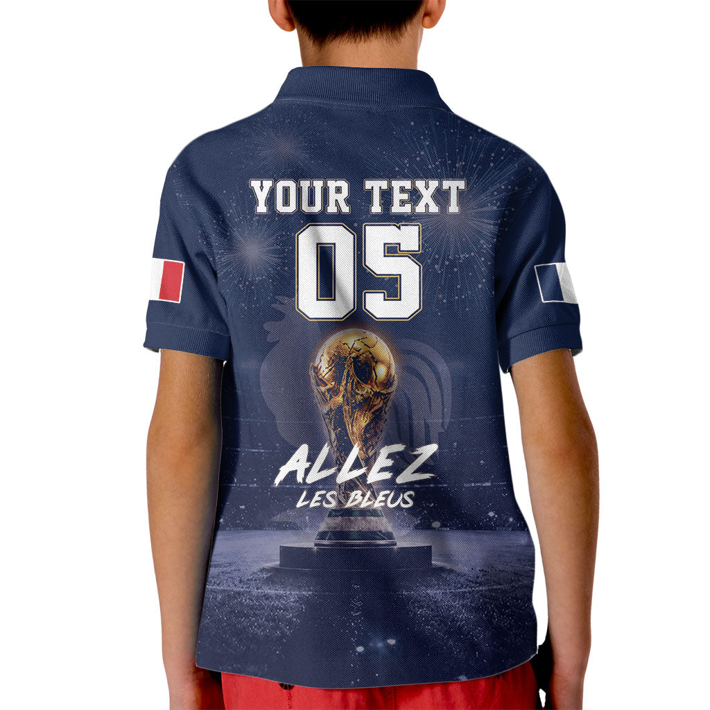 Custom World Football 2026 France Kid Polo Shirt Allez Les Bleus