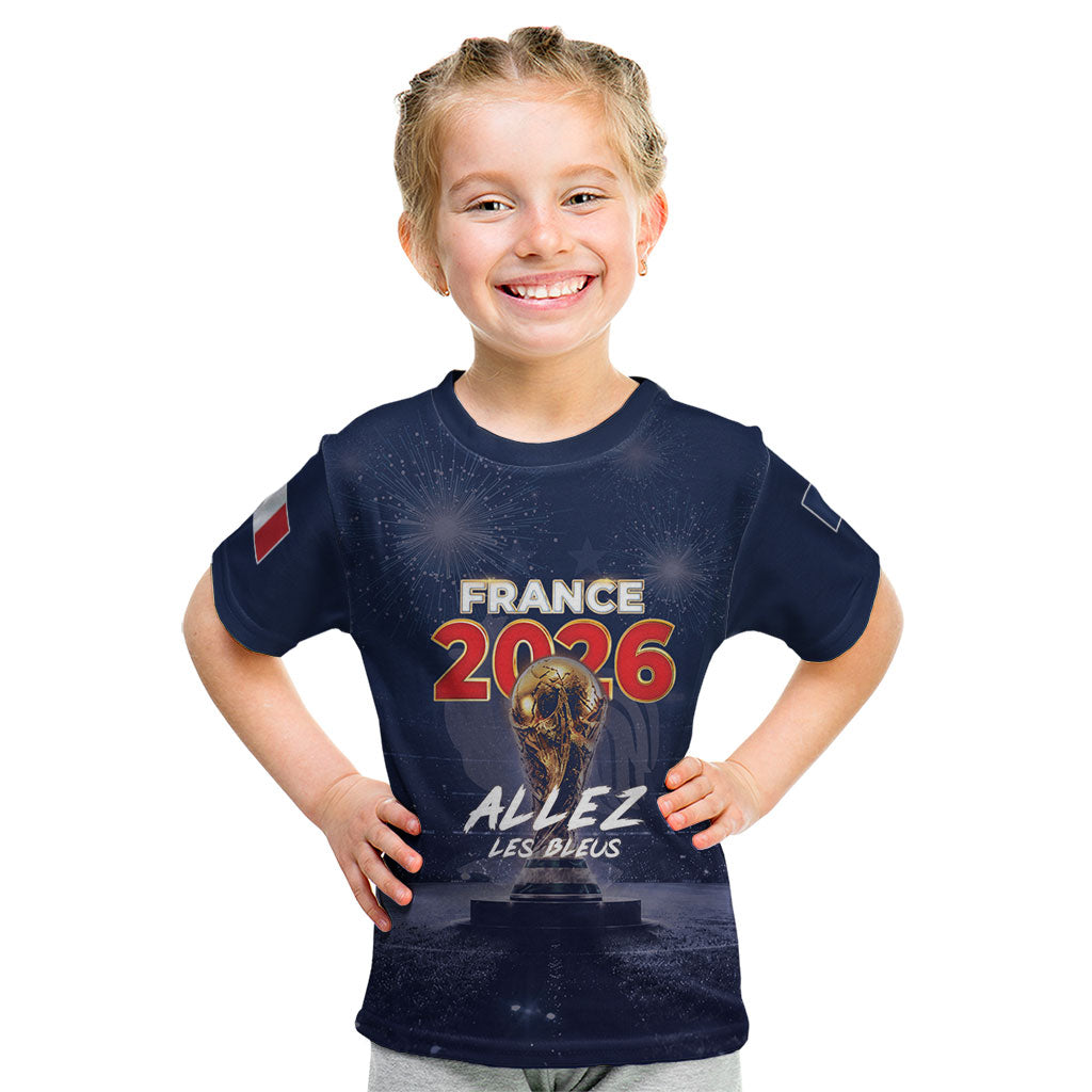 Custom World Football 2026 France Kid T Shirt Allez Les Bleus