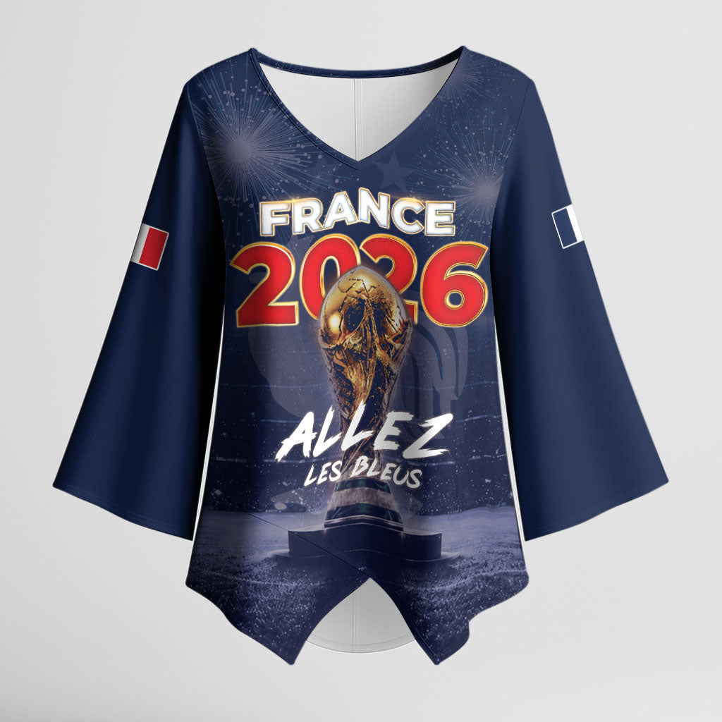 Custom World Football 2026 France Kimono Sleeve Blouse Allez Les Bleus