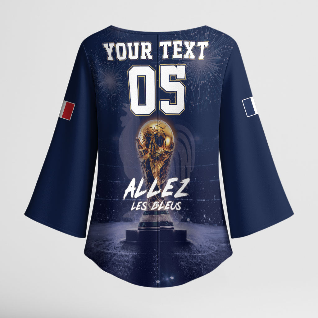 Custom World Football 2026 France Kimono Sleeve Blouse Allez Les Bleus