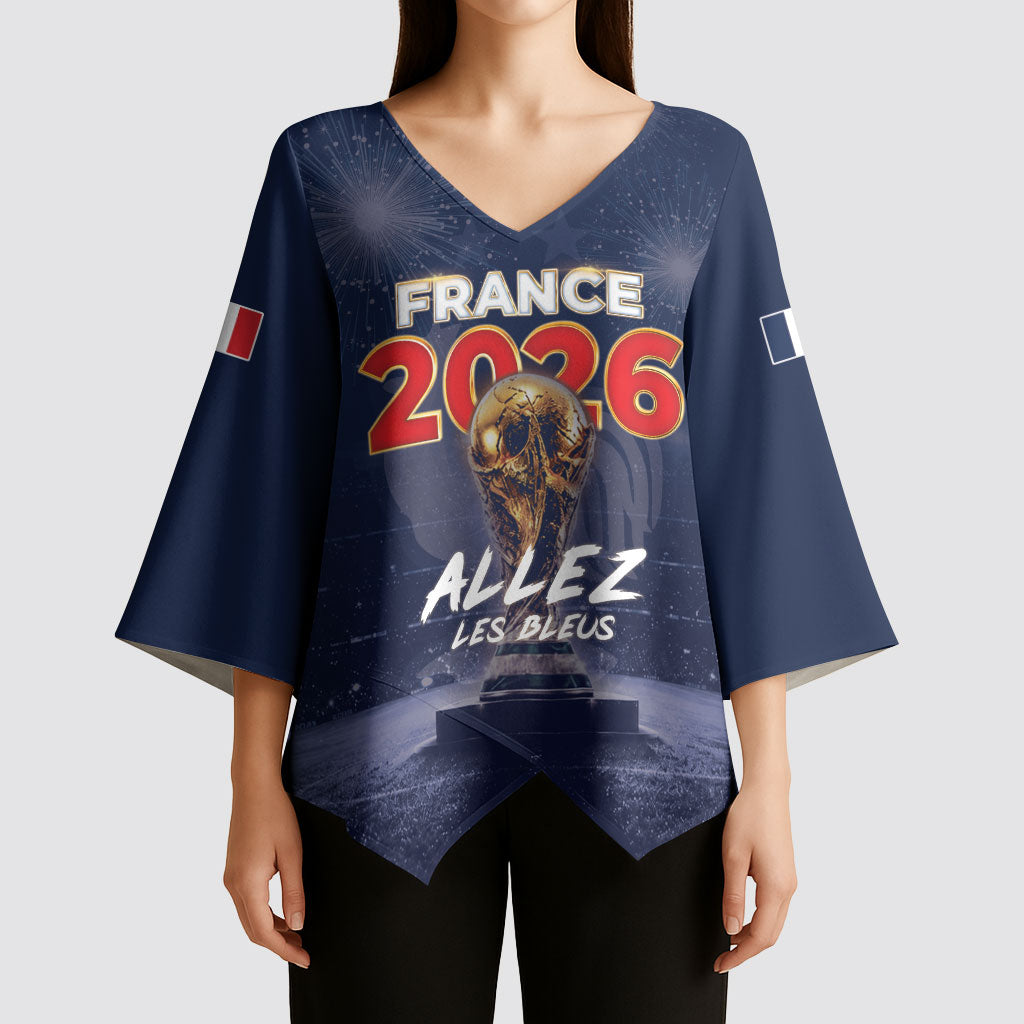 Custom World Football 2026 France Kimono Sleeve Blouse Allez Les Bleus