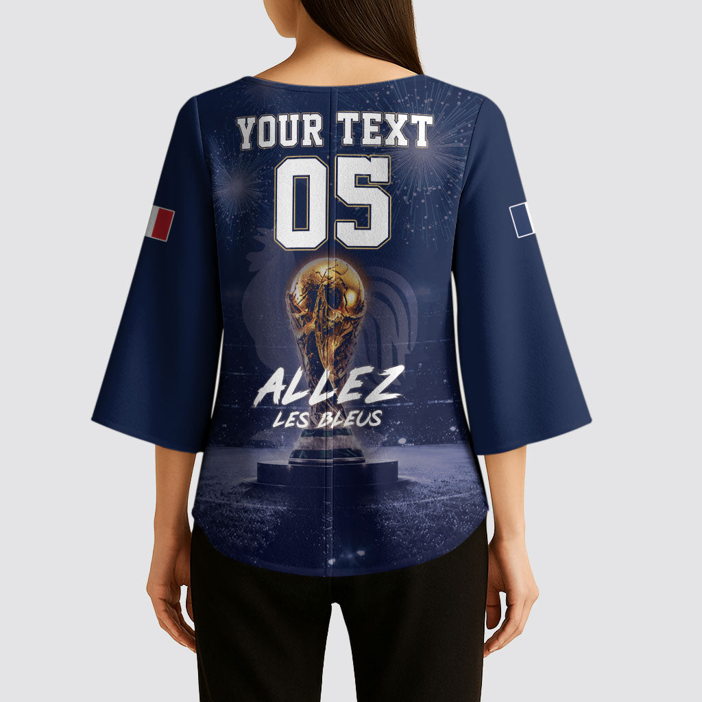 Custom World Football 2026 France Kimono Sleeve Blouse Allez Les Bleus