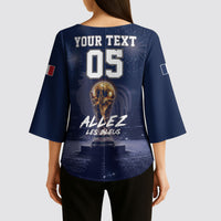 Custom World Football 2026 France Kimono Sleeve Blouse Allez Les Bleus