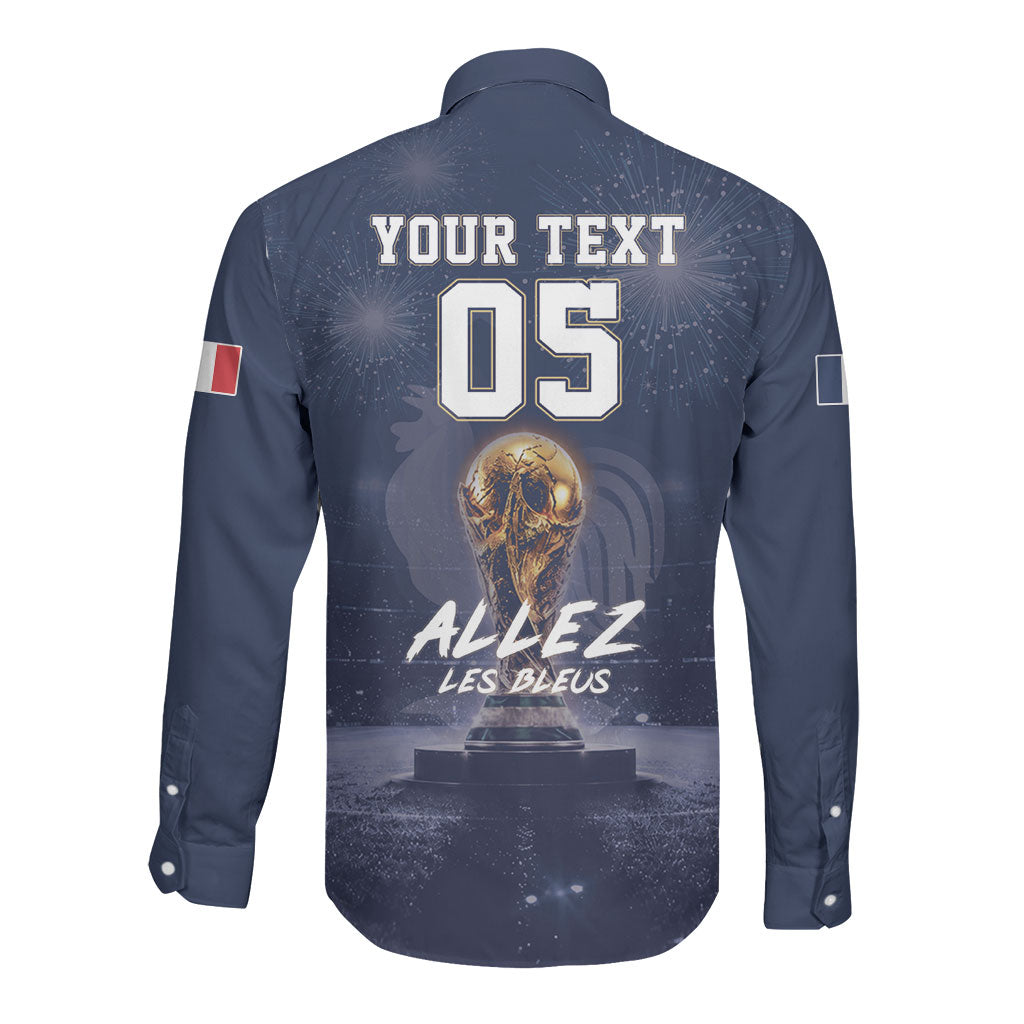 Custom World Football 2026 France Long Sleeve Button Shirt Allez Les Bleus