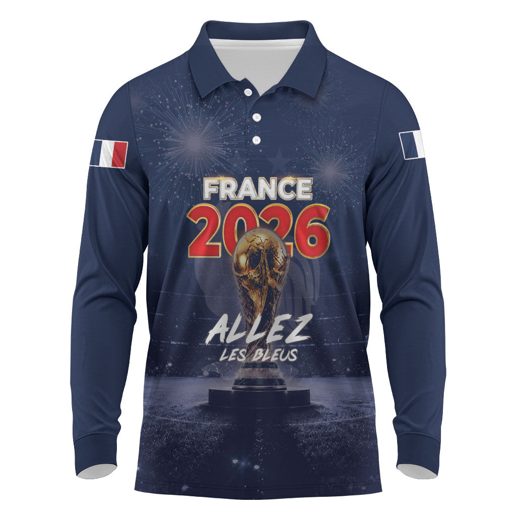 Custom World Football 2026 France Long Sleeve Polo Shirt Allez Les Bleus