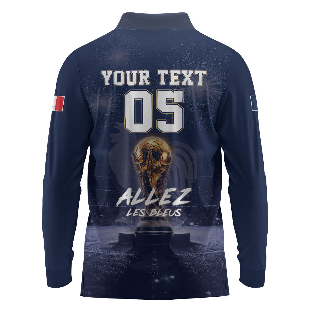 Custom World Football 2026 France Long Sleeve Polo Shirt Allez Les Bleus