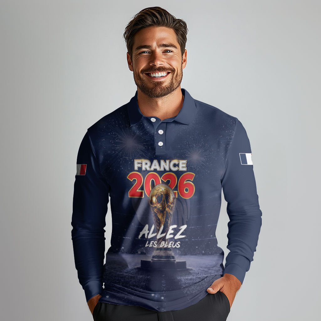 Custom World Football 2026 France Long Sleeve Polo Shirt Allez Les Bleus