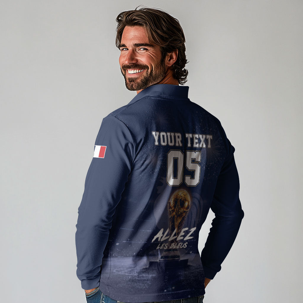 Custom World Football 2026 France Long Sleeve Polo Shirt Allez Les Bleus