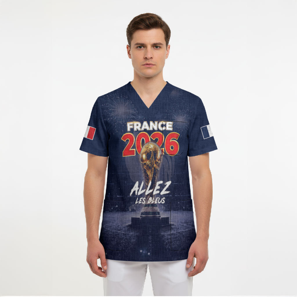 Custom World Football 2026 France Scrub Top Allez Les Bleus