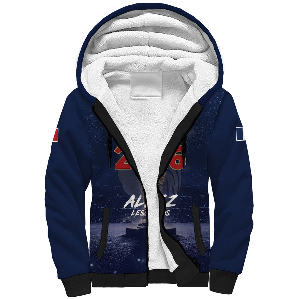 Custom World Football 2026 France Sherpa Hoodie Allez Les Bleus