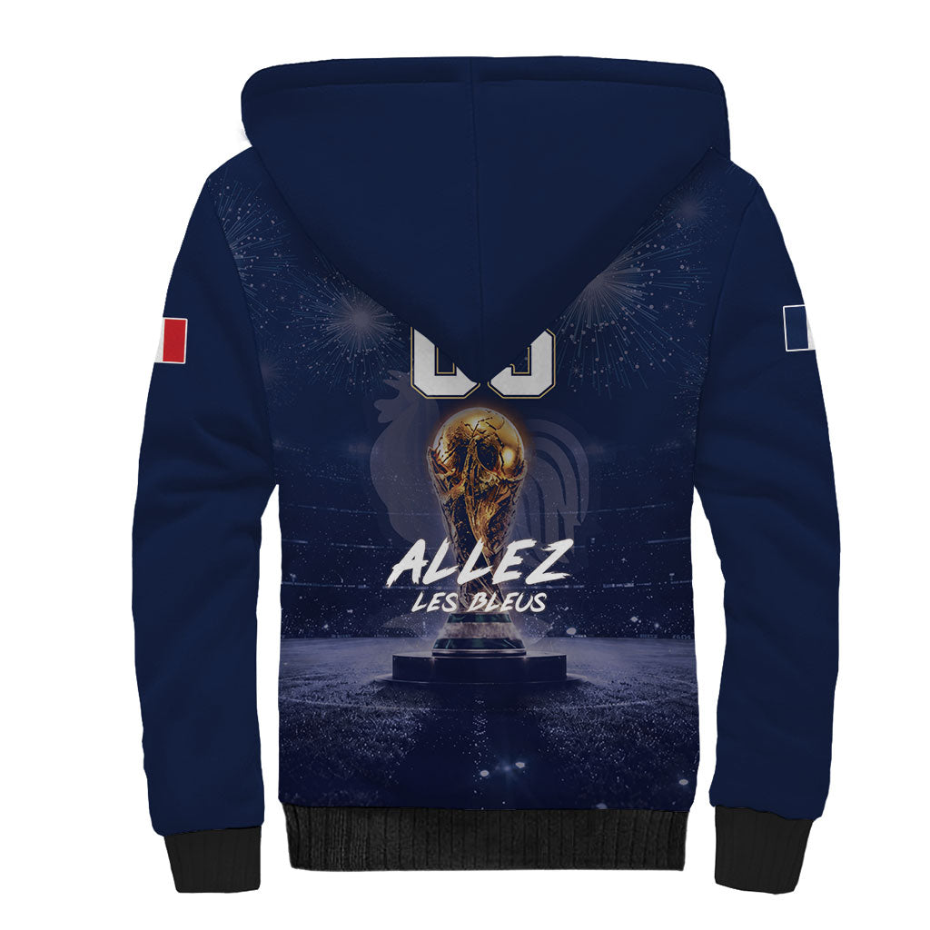 Custom World Football 2026 France Sherpa Hoodie Allez Les Bleus