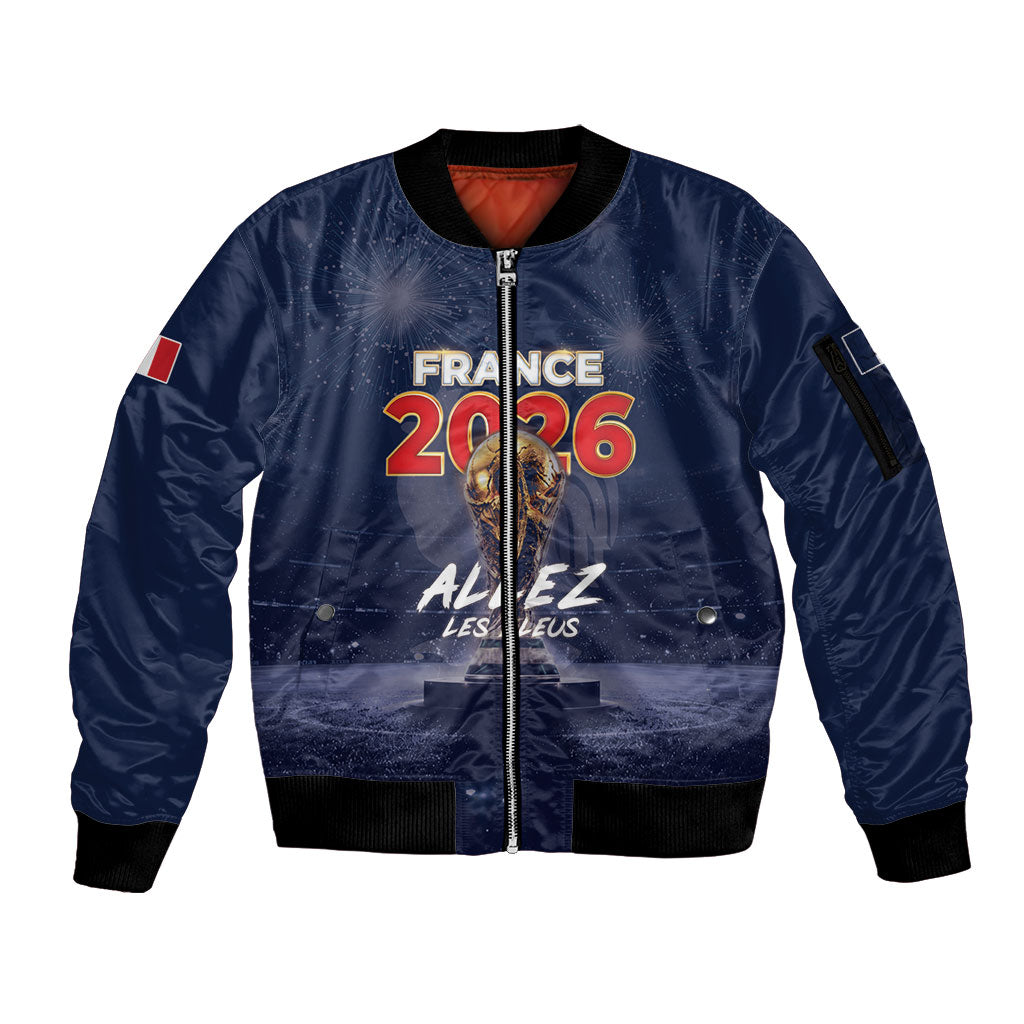Custom World Football 2026 France Sleeve Zip Bomber Jacket Allez Les Bleus