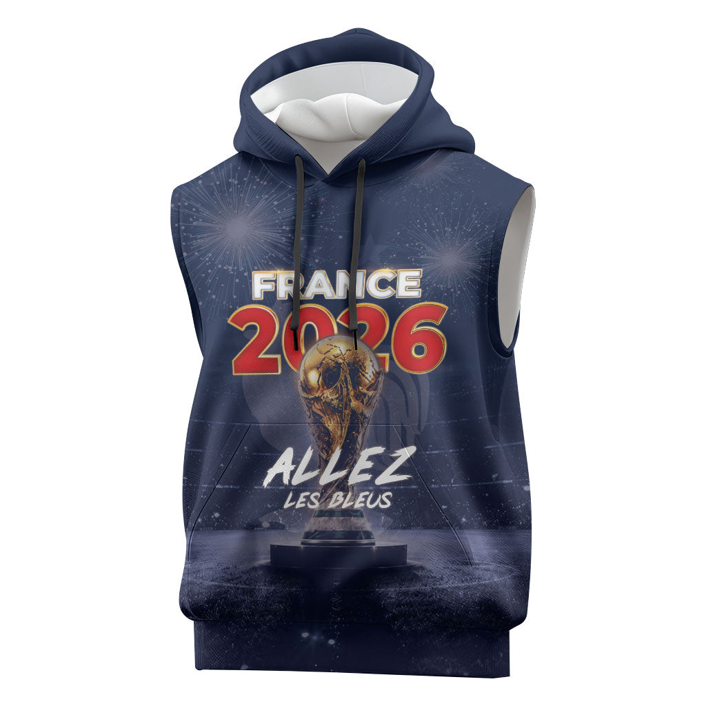 Custom World Football 2026 France Sleeveless Hoodie Allez Les Bleus
