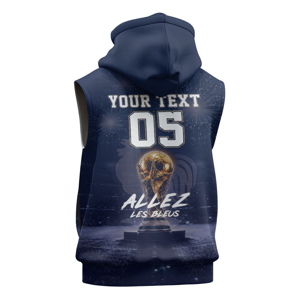 Custom World Football 2026 France Sleeveless Hoodie Allez Les Bleus