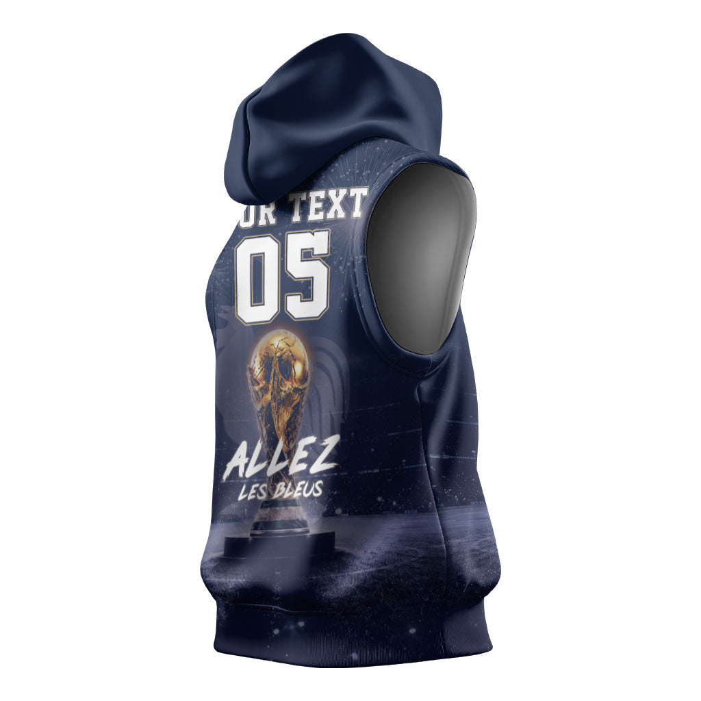Custom World Football 2026 France Sleeveless Hoodie Allez Les Bleus