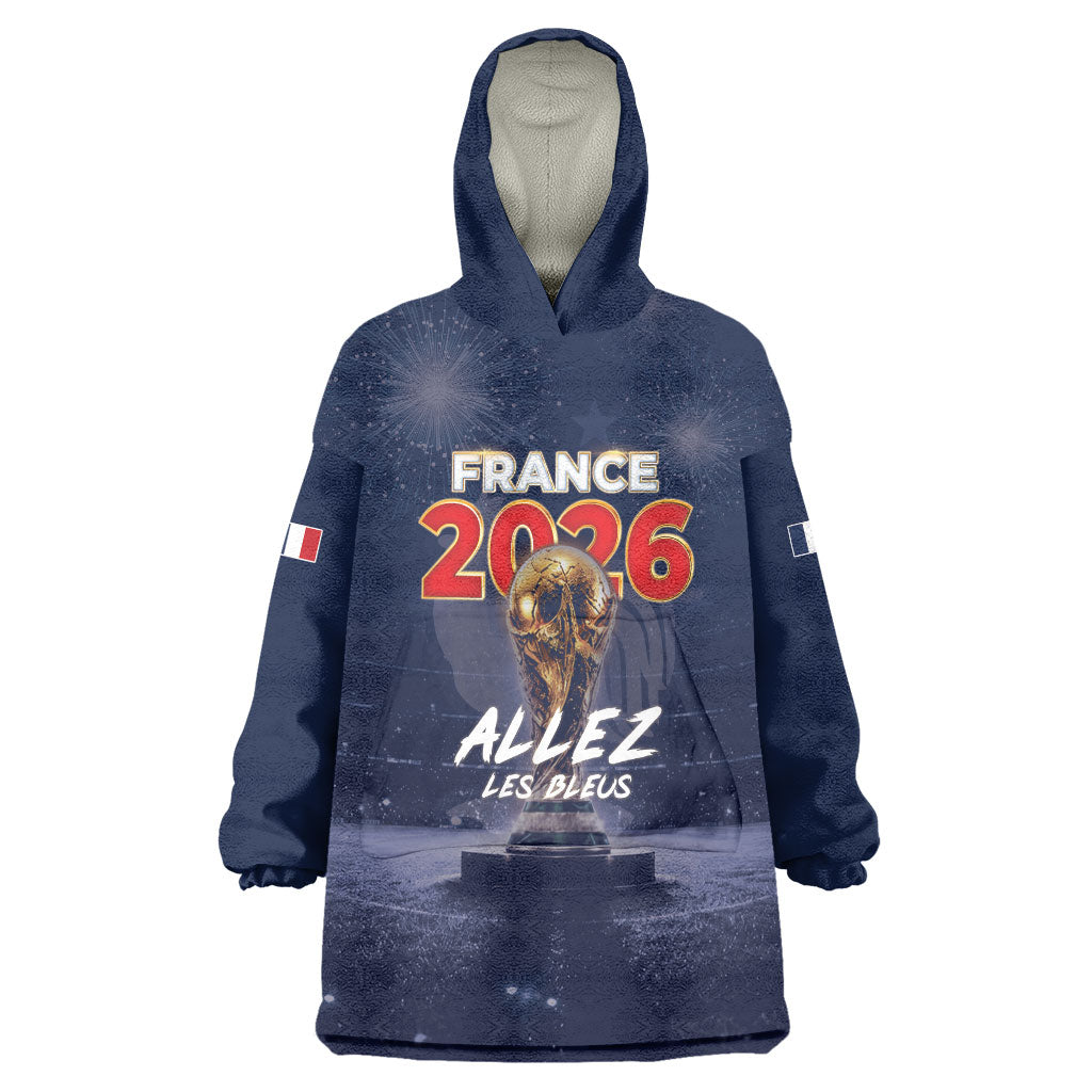 Custom World Football 2026 France Wearable Blanket Hoodie Allez Les Bleus