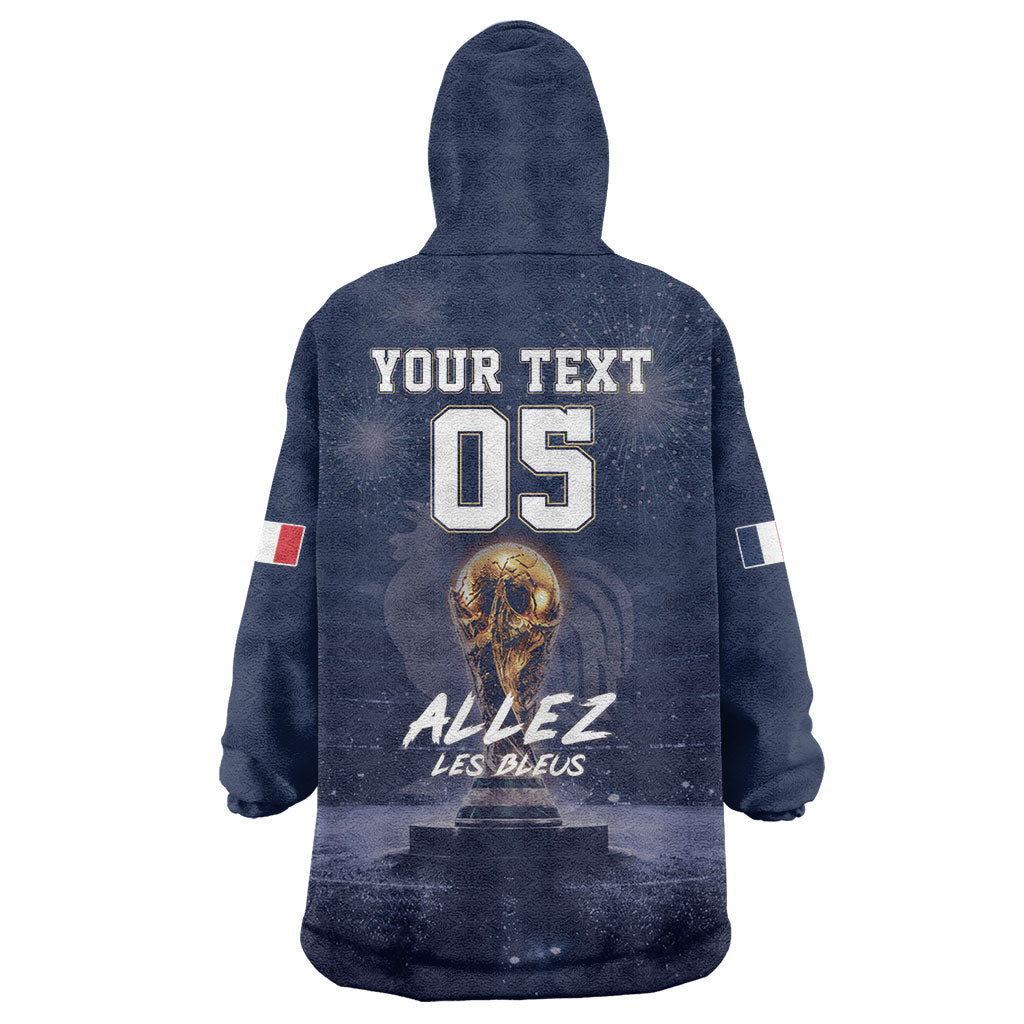 Custom World Football 2026 France Wearable Blanket Hoodie Allez Les Bleus