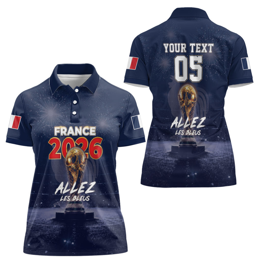 Custom World Football 2026 France Women Polo Shirt Allez Les Bleus