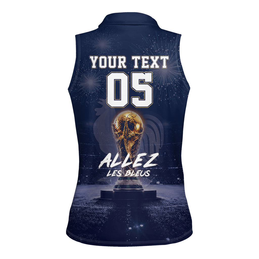 Custom World Football 2026 France Women Sleeveless Polo Shirt Allez Les Bleus