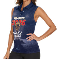 Custom World Football 2026 France Women Sleeveless Polo Shirt Allez Les Bleus
