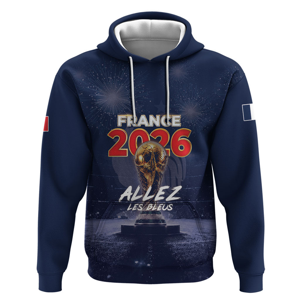Custom World Football 2026 France Zip Hoodie Allez Les Bleus