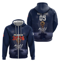Custom World Football 2026 France Zip Hoodie Allez Les Bleus