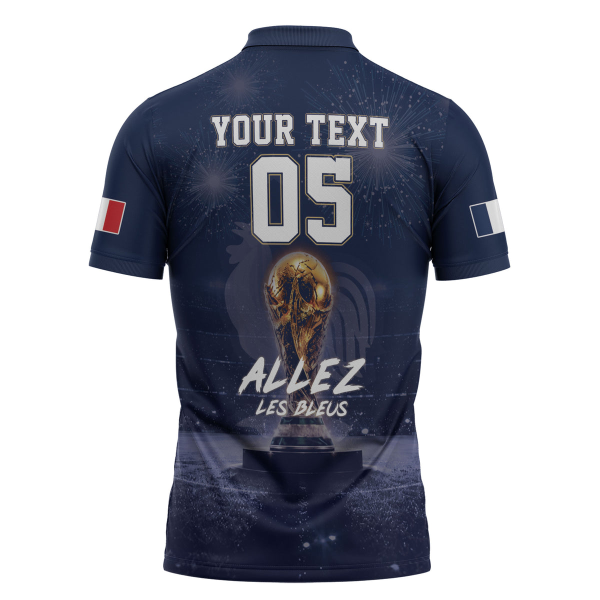 Custom World Football 2026 France Zipper Polo Shirt Allez Les Bleus