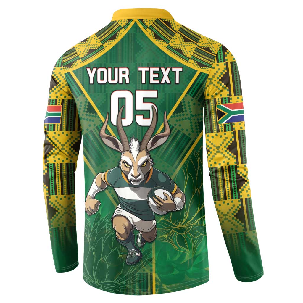 Custom South Africa Rugby 2024 Button Sweatshirt Go Bokke African Pattern LT05 - Wonder Print Shop