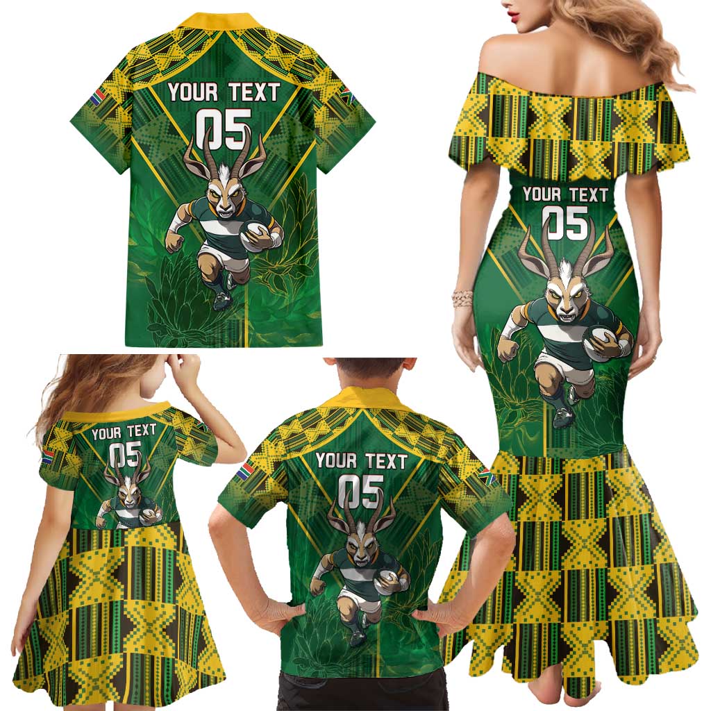 Custom South Africa Rugby 2024 Family Matching Mermaid Dress and Hawaiian Shirt Go Bokke African Pattern LT05 - Wonder Print Shop